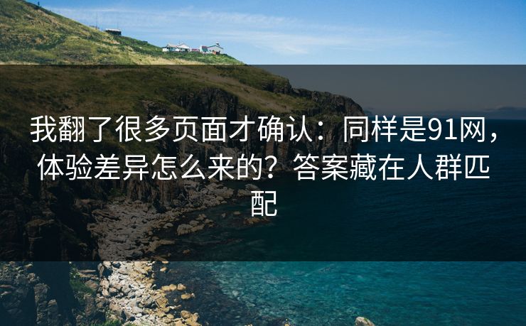 我翻了很多页面才确认：同样是91网，体验差异怎么来的？答案藏在人群匹配
