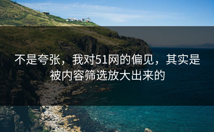 不是夸张，我对51网的偏见，其实是被内容筛选放大出来的