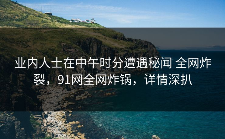 业内人士在中午时分遭遇秘闻 全网炸裂,91网全网炸锅,详情深扒