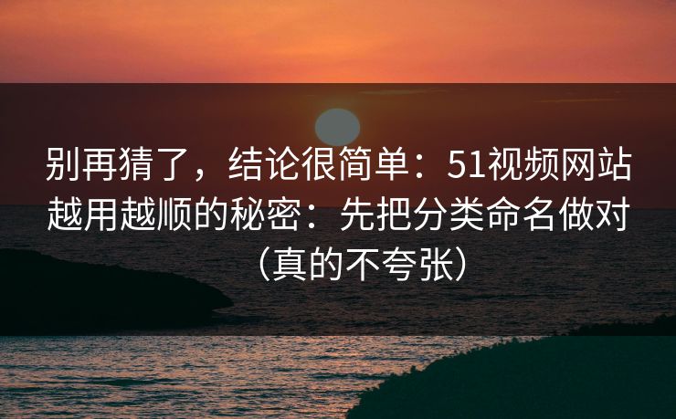 别再猜了，结论很简单：51视频网站越用越顺的秘密：先把分类命名做对（真的不夸张）