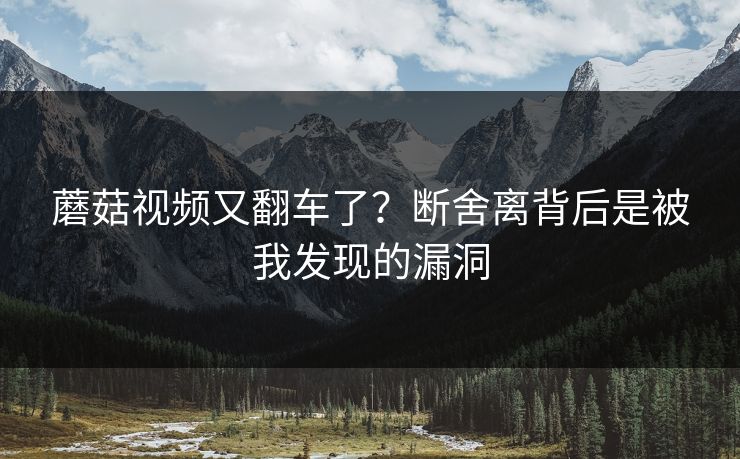 蘑菇视频又翻车了?断舍离背后是被我发现的漏洞
